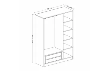 Fruitland Garderob 135 cm - Vit - Förvaring - Klädförvaring - Garderob & garderobssystem