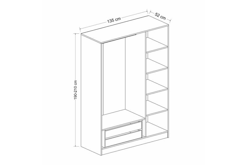 Fruitland Garderob 135 cm - Vit - Förvaring - Klädförvaring - Garderob & garderobssystem