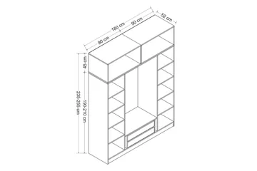Fruitland Garderob 180 cm - Brun - Förvaring - Klädförvaring - Garderob & garderobssystem