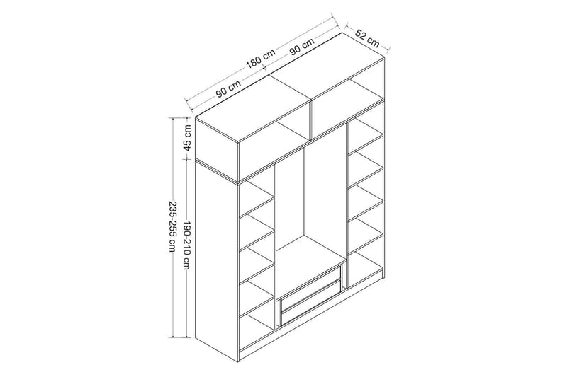 Fruitland Garderob 180 cm - Brun - Förvaring - Klädförvaring - Garderob & garderobssystem