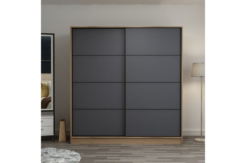 Fruitland Garderob 180 cm - Grå/Ek - Förvaring - Klädförvaring - Garderob & garderobssystem