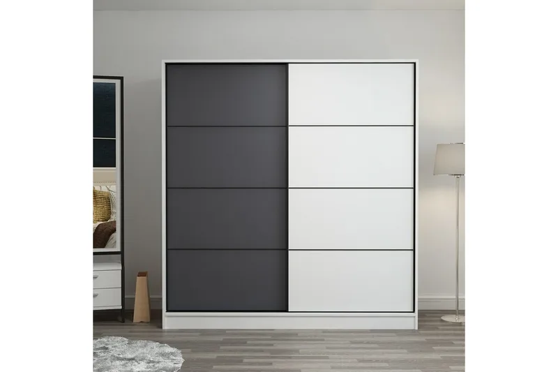 Fruitland Garderob 180 cm - Grå/Vit - Förvaring - Klädförvaring - Garderob & garderobssystem
