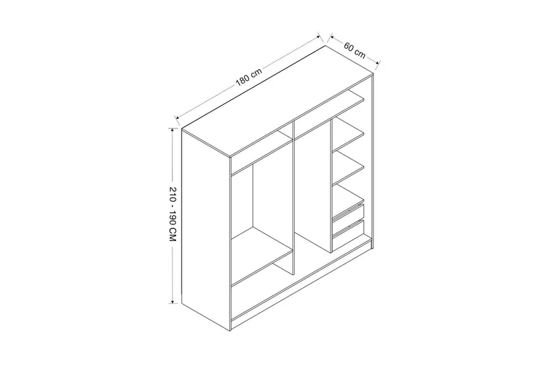 Fruitland Garderob 180 cm - Vit/ek - Förvaring - Klädförvaring - Garderob & garderobssystem