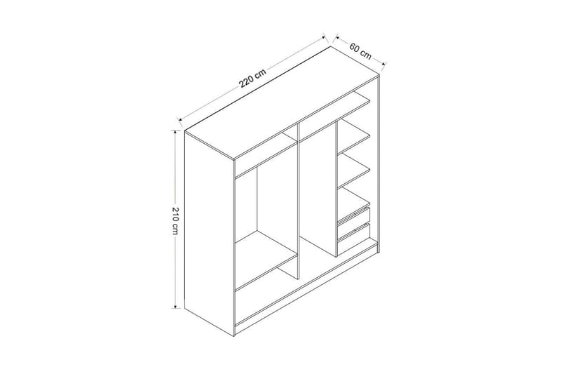 Fruitland Garderob 220 cm - Brun/Vit - Förvaring - Klädförvaring - Garderob & garderobssystem
