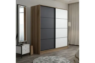 Fruitland Garderob 220 cm - Ek/Grå/Vit - Förvaring - Klädförvaring - Garderob & garderobssystem