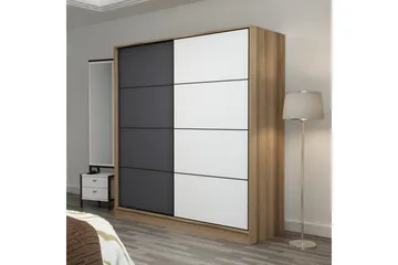 Fruitland Garderob 220 cm - Ek/Grå/Vit - Förvaring - Klädförvaring - Garderob & garderobssystem