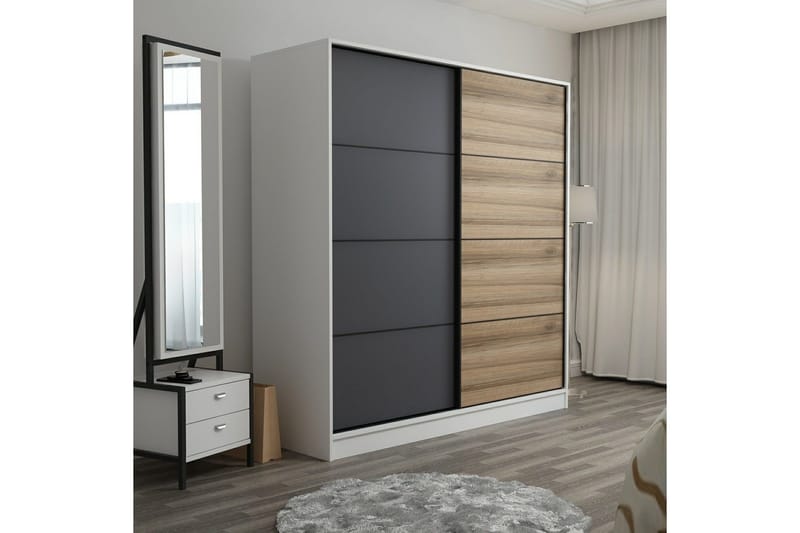 Fruitland Garderob 220 cm - Grå/Brun - Förvaring - Klädförvaring - Garderob & garderobssystem