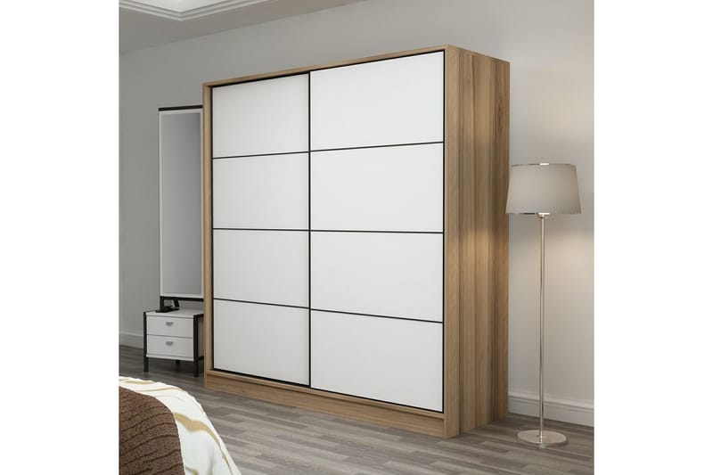 Fruitland Garderob 220 cm - Vit/ek - Förvaring - Klädförvaring - Garderob & garderobssystem