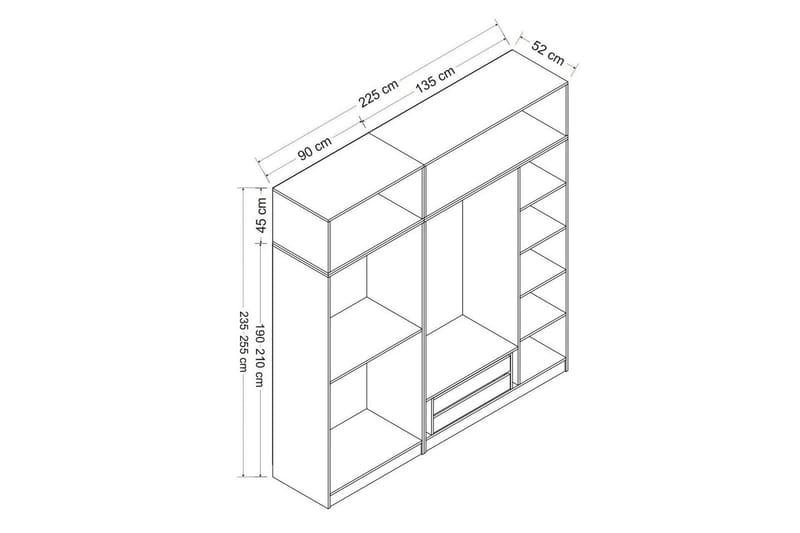 Fruitland Garderob 225 cm - Antracit - Förvaring - Klädförvaring - Garderob & garderobssystem