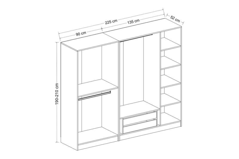 Fruitland Garderob 225 cm - Brun - Förvaring - Klädförvaring - Garderob & garderobssystem