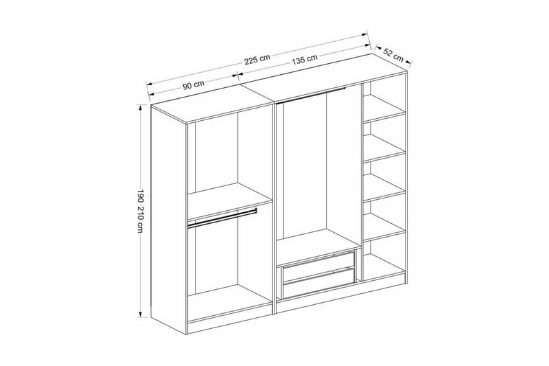 Fruitland Garderob 225 cm - Vit - Förvaring - Klädförvaring - Garderob & garderobssystem