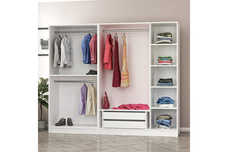 Fruitland Garderob 225 cm - Vit - Förvaring - Klädförvaring - Garderob & garderobssystem