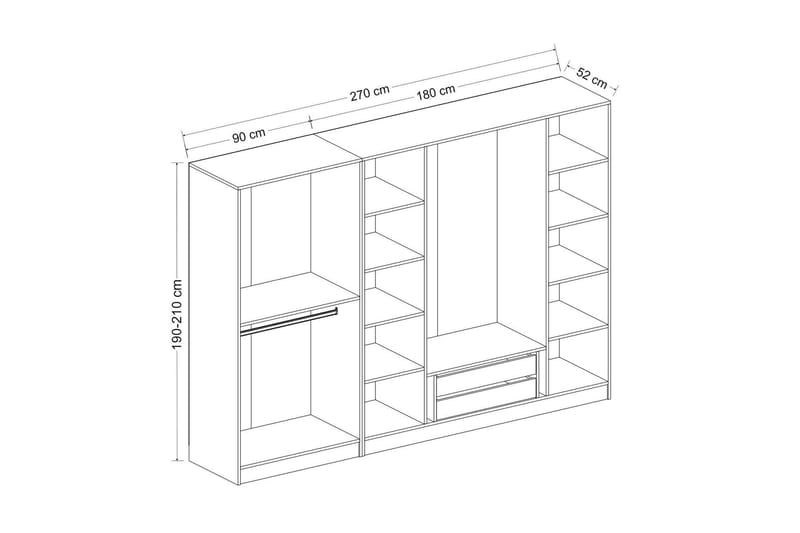 Fruitland Garderob 270 cm - Brun - Förvaring - Klädförvaring - Garderob & garderobssystem