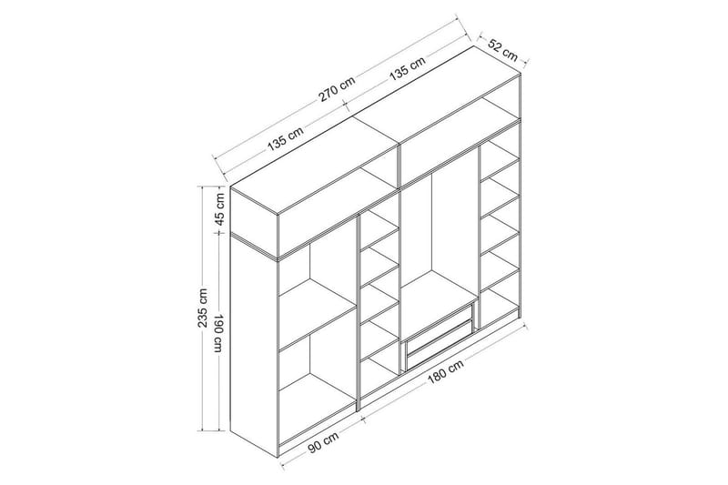 Fruitland Garderob 270 cm - Vit - Förvaring - Klädförvaring - Garderob & garderobssystem