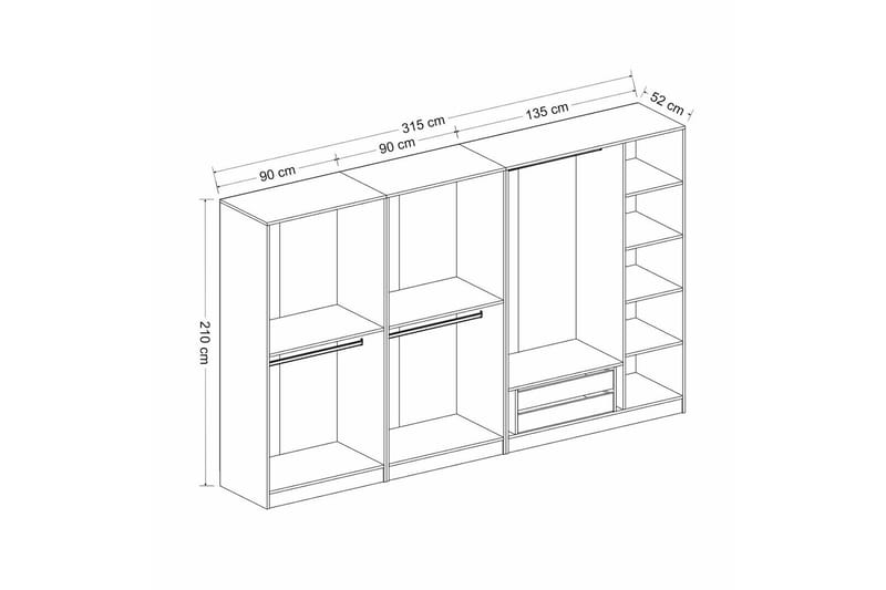 Fruitland Garderob 315 cm - Vit - Förvaring - Klädförvaring - Garderob & garderobssystem