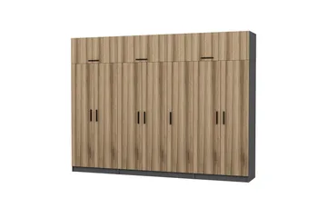 Fruitland Garderob 315x235 cm - Valnöt/Antracit - Förvaring - Klädförvaring - Garderob & garderobssystem