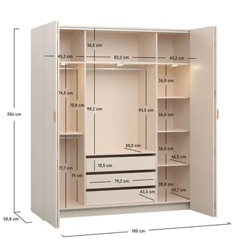 Garderob 4 You Fresh 4 Dörrar - Sandbeige, 206 cm - Förvaring - Klädförvaring - Garderob & garderobssystem - Klädskåp & fristående garderob