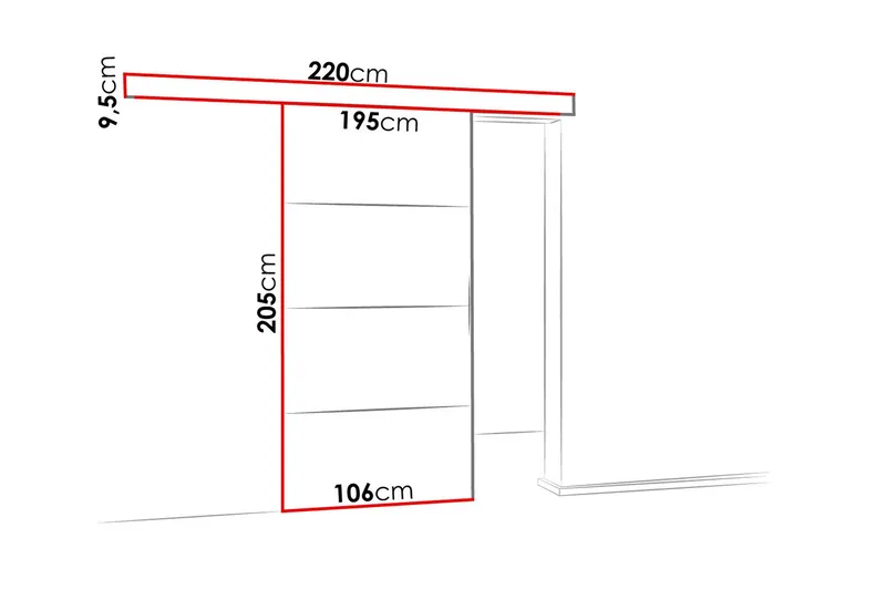 Malibu Dörr 204x106x205 cm - Vit - Förvaring - Klädförvaring - Garderob & garderobssystem - Garderobsdörr - Skjutdörrar garderob