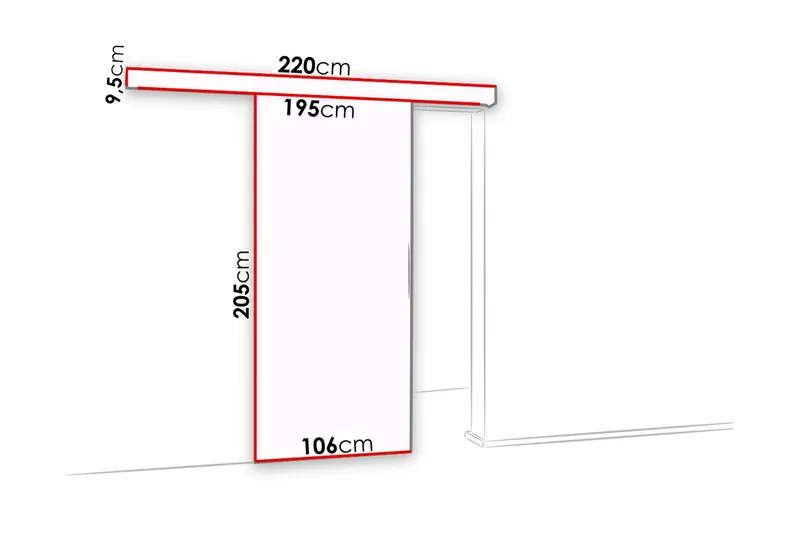 Malibu Dörr 204x106x205 cm - Vit - Förvaring - Klädförvaring - Garderob & garderobssystem - Garderobsdörr - Skjutdörrar garderob