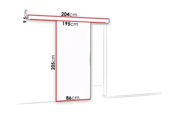 Malibu Dörr 204x86x205 cm - Vit - Förvaring - Klädförvaring - Garderob & garderobssystem - Garderobsdörr - Skjutdörrar garderob