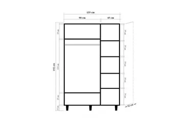Gladfield Garderob 135x192 cm - Natur - Förvaring - Klädförvaring - Garderob & garderobssystem