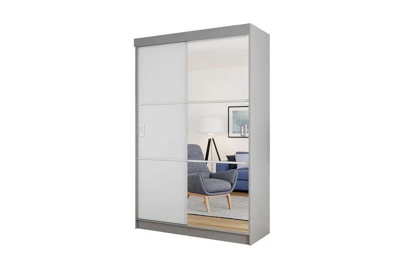 Isolaz Garderob 60x138 cm LED-belysning - Grå/Vit - Förvaring - Klädförvaring - Garderob & garderobssystem