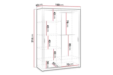 Julissa Garderob 150 cm med Spegel - Natur - Förvaring - Klädförvaring - Garderob & garderobssystem