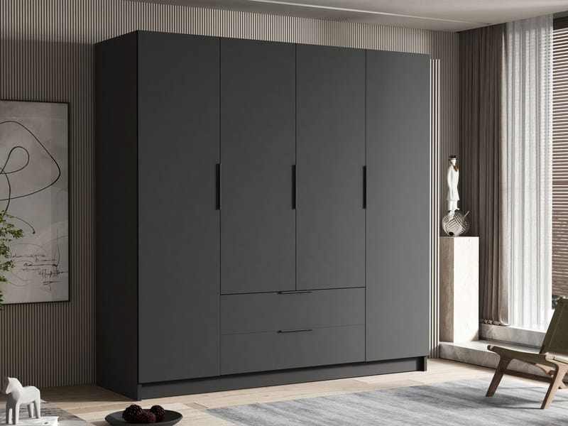 Kelros Garderob 200x216 cm i Målat Trä - Svart - Förvaring - Klädförvaring - Garderob & garderobssystem