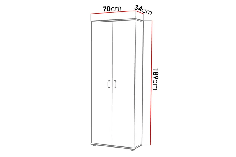 Kelvy Garderob 70x34 cm - Vit - Förvaring - Klädförvaring - Garderob & garderobssystem
