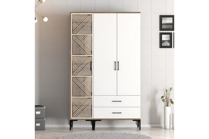Kumsal Garderob 120 cm - Brun/Vit - Förvaring - Klädförvaring - Garderob & garderobssystem