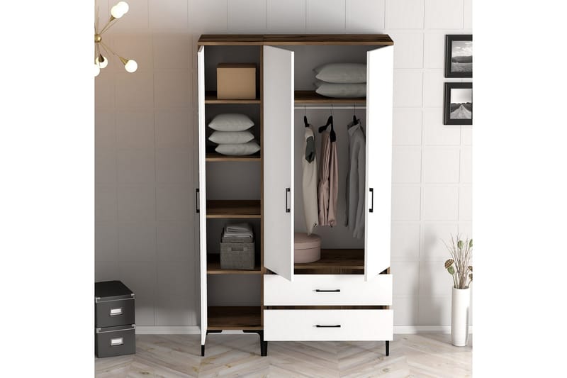 Kumsal Garderob 120 cm - Brun/Vit - Förvaring - Klädförvaring - Garderob & garderobssystem