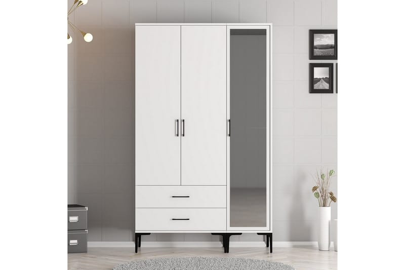 Kumsal Garderob 120 cm - Vit - Förvaring - Klädförvaring - Garderob & garderobssystem