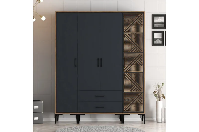 Kumsal Garderob 160 cm - Antracit - Förvaring - Klädförvaring - Garderob & garderobssystem