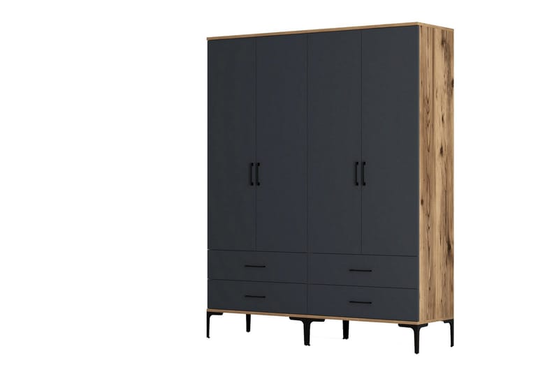 Kumsal Garderob 160 cm - Antracit - Förvaring - Klädförvaring - Garderob & garderobssystem