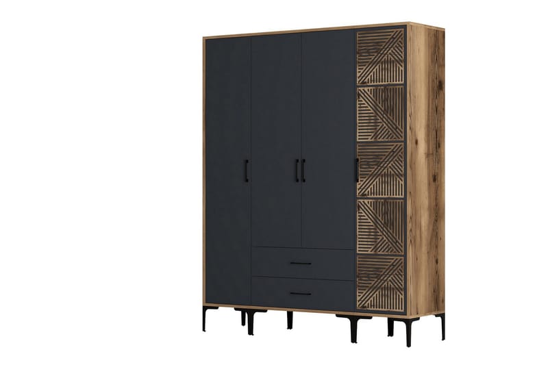 Kumsal Garderob 160 cm - Antracit - Förvaring - Klädförvaring - Garderob & garderobssystem