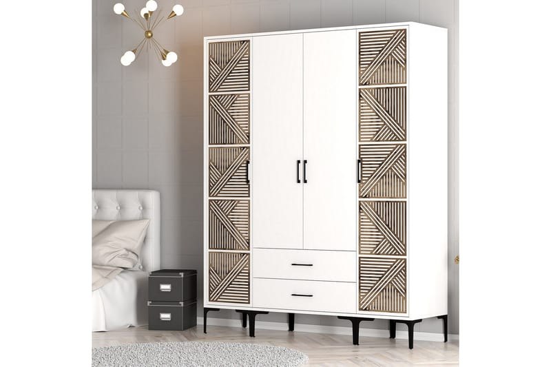 Kumsal Garderob 160 cm - Vit - Förvaring - Klädförvaring - Garderob & garderobssystem