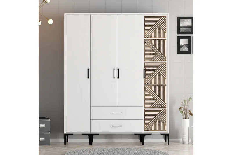 Kumsal Garderob 160 cm - Vit - Förvaring - Klädförvaring - Garderob & garderobssystem