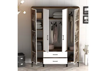 Kumsal Garderob 160 cm - Vit/Brun - Förvaring - Klädförvaring - Garderob & garderobssystem