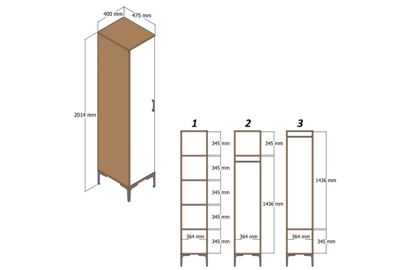 Kumsal Garderob 40 cm - Vit - Förvaring - Klädförvaring - Garderob & garderobssystem