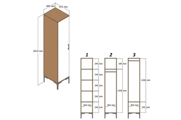 Kumsal Garderob 40x47,5 cm - Valnöt/Antracit - Förvaring - Klädförvaring - Garderob & garderobssystem