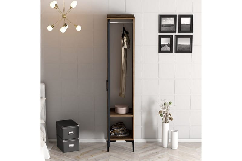 Kumsal Garderob 40x47,5 cm - Valnöt/Antracit - Förvaring - Klädförvaring - Garderob & garderobssystem