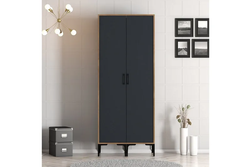Kumsal Garderob 80 cm - Antracit - Förvaring - Klädförvaring - Garderob & garderobssystem