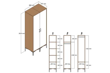 Kumsal Garderob 80 cm - Valnöt - Förvaring - Klädförvaring - Garderob & garderobssystem