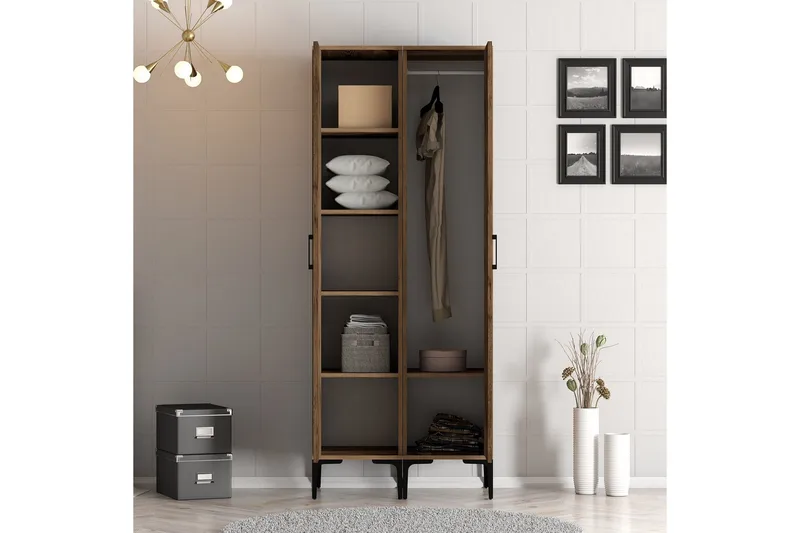 Kumsal Garderob 80 cm - Valnöt - Förvaring - Klädförvaring - Garderob & garderobssystem