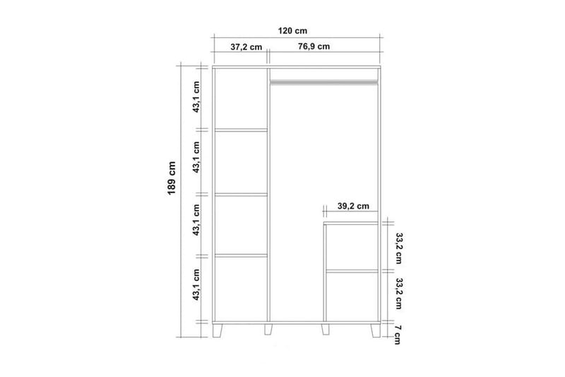 Leva Garderob 120x189 cm Brun/Vit - Hanah Home - Förvaring - Klädförvaring - Garderob & garderobssystem