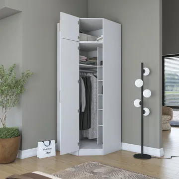 Lorvik Garderob 91x255x57,5 cm - Vit - Förvaring - Klädförvaring - Garderob & garderobssystem - Klädskåp & fristående garderob
