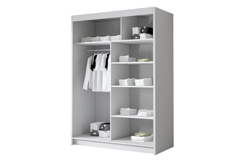Lungos Garderob med Spegel 120x200 cm - Vit - Förvaring - Klädförvaring - Garderob & garderobssystem