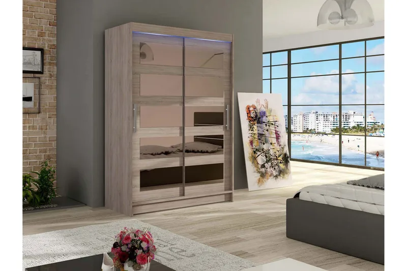 Miami Garderob 120x58x200 cm - Beige/Grå - Förvaring - Klädförvaring - Garderob & garderobssystem