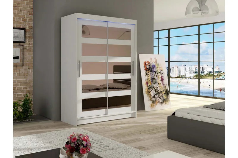 Miami Garderob 120x58x200 cm - Beige/Vit - Förvaring - Klädförvaring - Garderob & garderobssystem