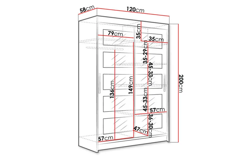 Miami Garderob 120x58x200 cm - Svart - Förvaring - Klädförvaring - Garderob & garderobssystem